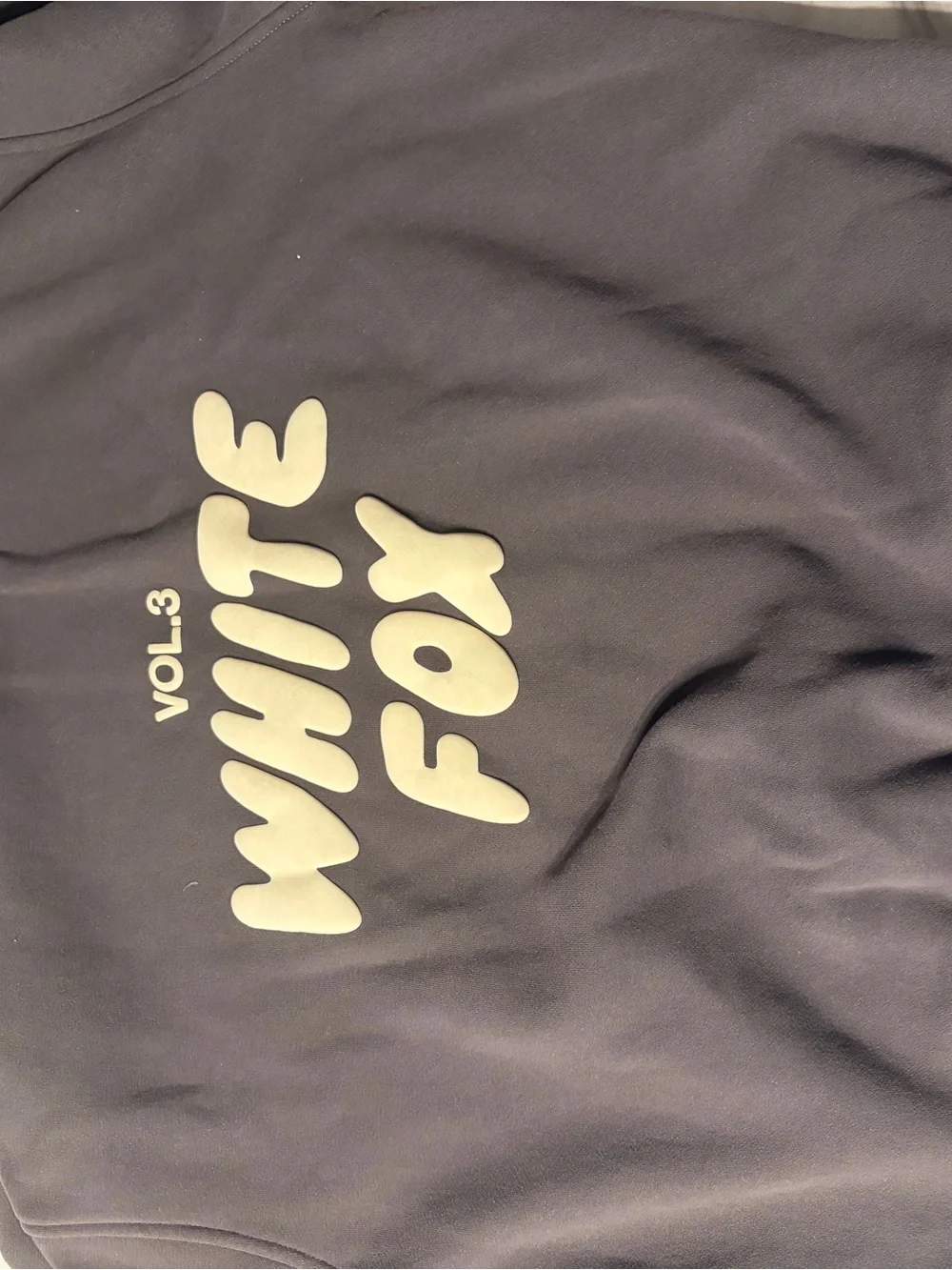 White Fox Kids' Graphic Hoodie - Charcoal with Cream Logo